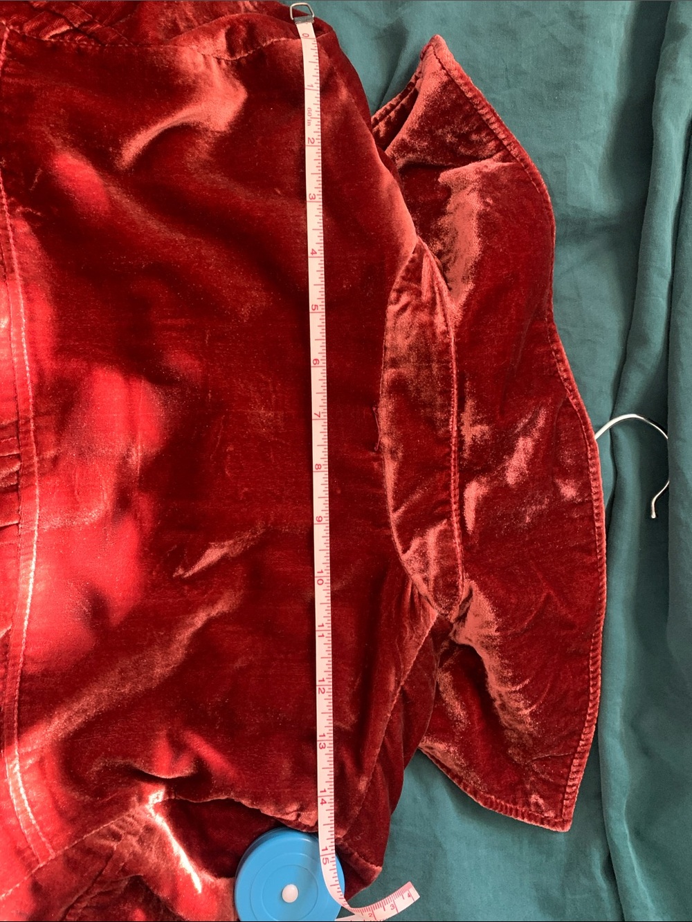 Free People Rust Red Velvet Trench Coat with Paisley Lining - Picture 12 of 14